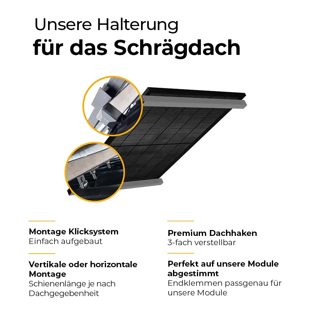 Balkonkraftwerk Halterung für das Schrägdach - Set für ein Solarmodul - Image 4