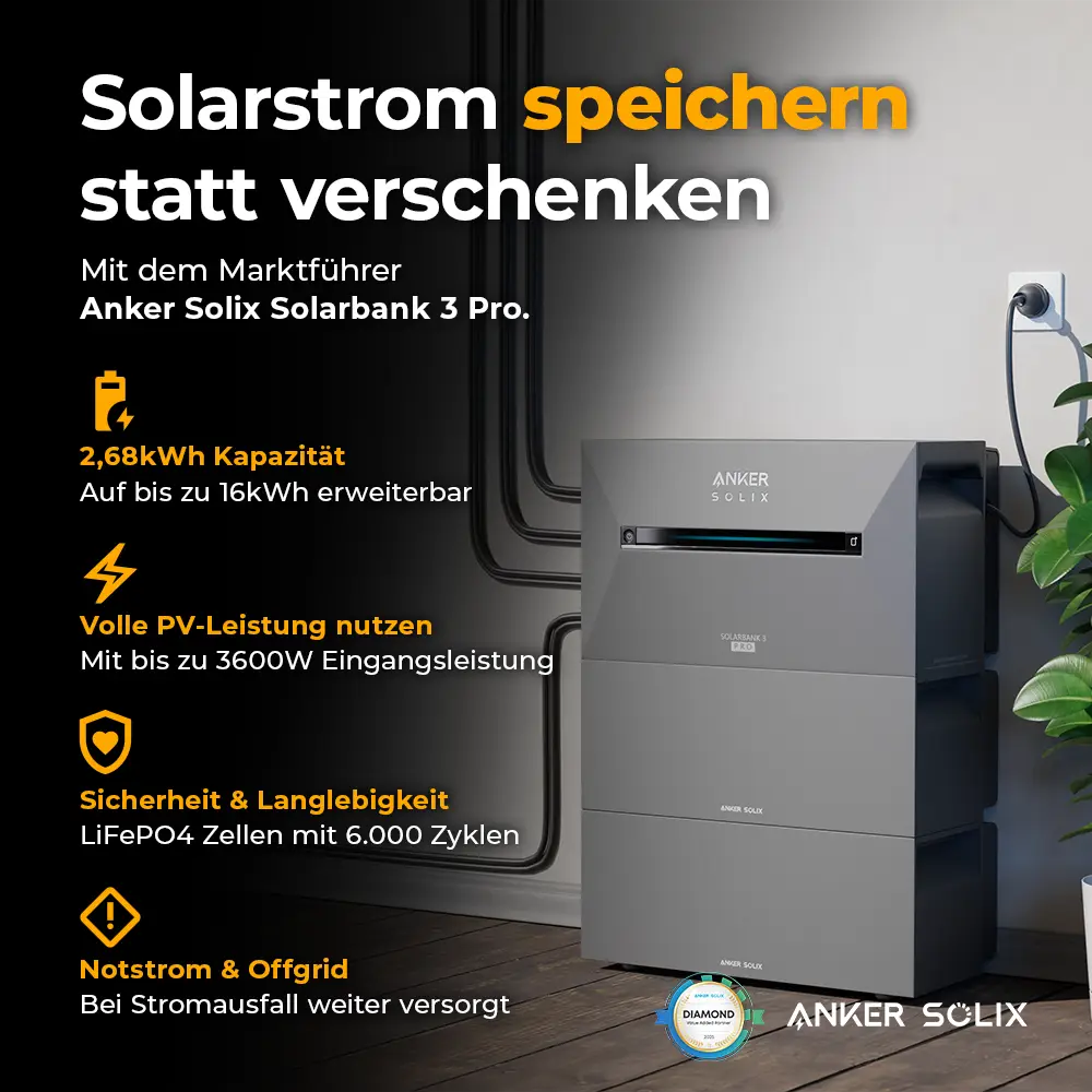 Balkonkraftwerk 2000 Watt mit Speicher Anker SOLIX 3 Pro - Set - Image 4